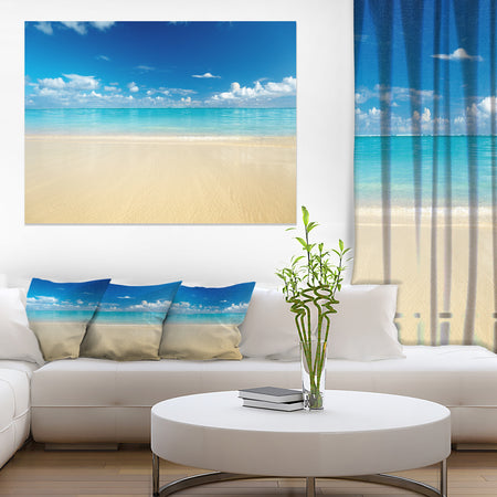 Sand of Beach in Calm Caribbean Shore - Modern Seascape Canvas Artwork