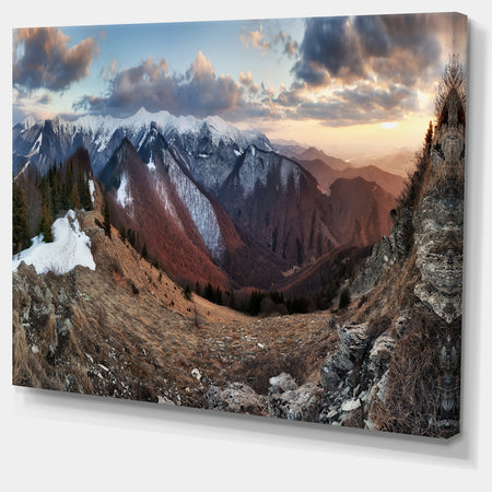 Layers of Foggy Hills Panorama - Landscape Artwork Canvas