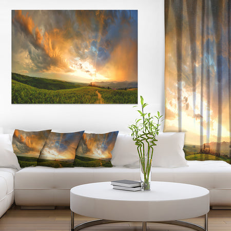 Majestic Sunset with Storm Clouds - Landscape Artwork Canvas