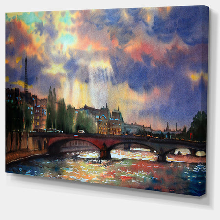 Fabulous Paris City Watercolor - Large Photography Canvas Art