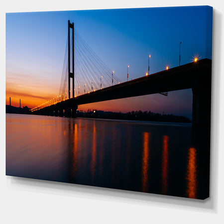 Southern Bridge Panorama in Kiev - Cityscape Artwork Canvas