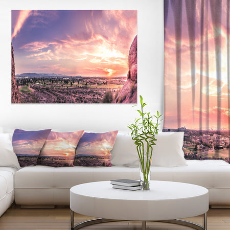 Evening Red Sky over Phoenix Arizona - Landscape Artwork Canvas