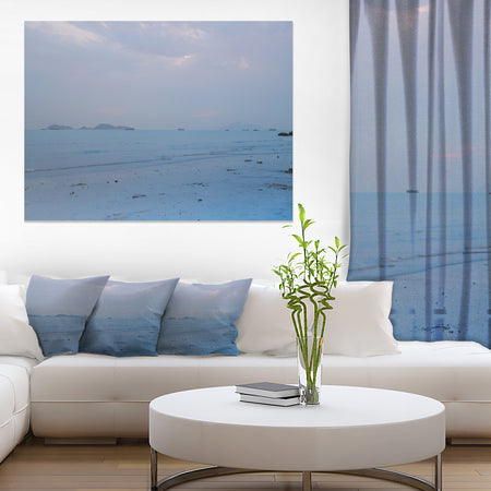 Light Blue Sunset at Lung Kwu Tan Beach - Landscape Artwork Canvas
