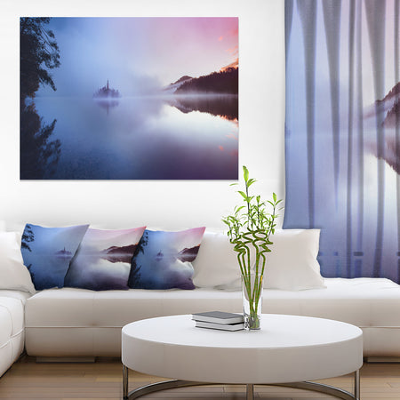 Island with Old Church in Bled City - Landscape Artwork Canvas