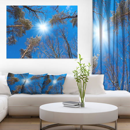 Bright Sun in the Tree Top Circle - Modern Forest Canvas Wall Art