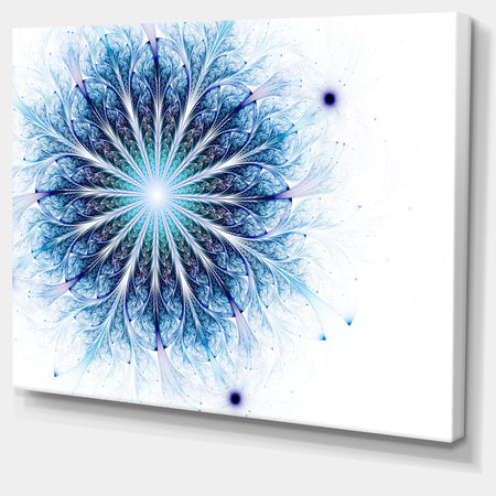 Fractal Flower Light Blue Digital Art - Large Flower Canvas Wall Art