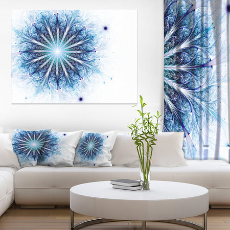 Fractal Flower Light Blue Digital Art - Large Flower Canvas Wall Art