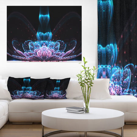 Fractal Flower Blue Purple Digital Art - Large Floral Canvas Art Print