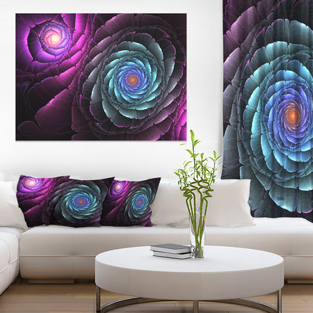 Fractal Blue Purple Flower Digital Art - Large Floral Canvas Art Print
