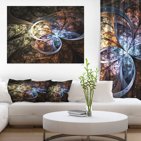 Dark Brown Fractal Flower Digital Art - Large Floral Canvas Art Print