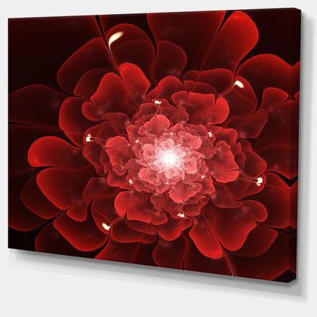 Fractal Flower Clear Red Digital Art - Large Floral Canvas Art Print