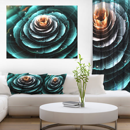 Flower Clear Turquoise Digital Art - Large Floral Canvas Art Print