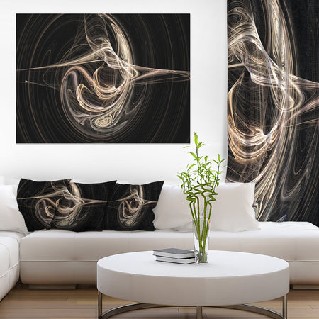 White Abstract Fractal Design in Black - Abstract Art on Canvas
