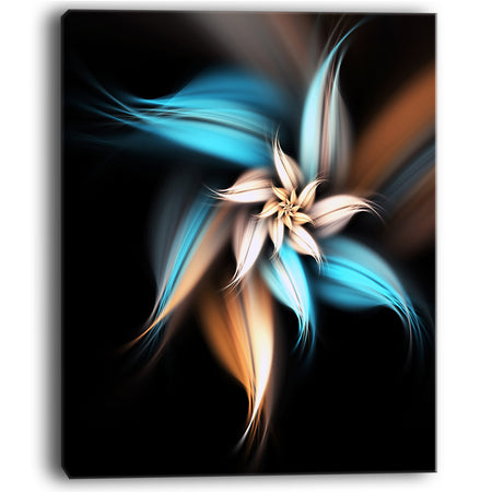 Blue Brown Digital Art Fractal Flower - Large Floral Canvas Art Print