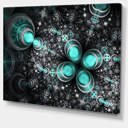 Glittering Dark Green Fractal Flower - Large Floral Canvas Art Print