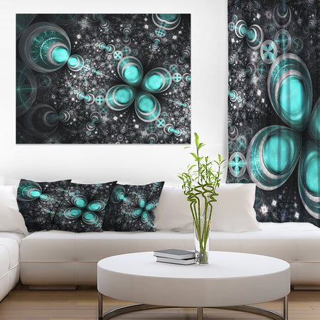 Glittering Dark Green Fractal Flower - Large Floral Canvas Art Print