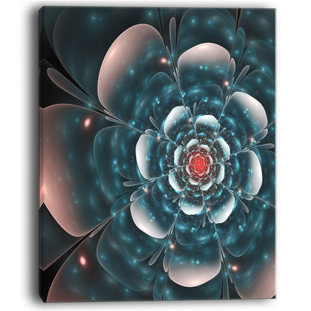 Full Bloom Blue Fractal Flower - Large Floral Canvas Art Print