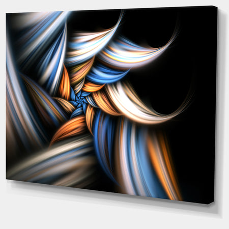 Multi Color Fractal Floral Pattern in Black - Large Floral Canvas Art Print
