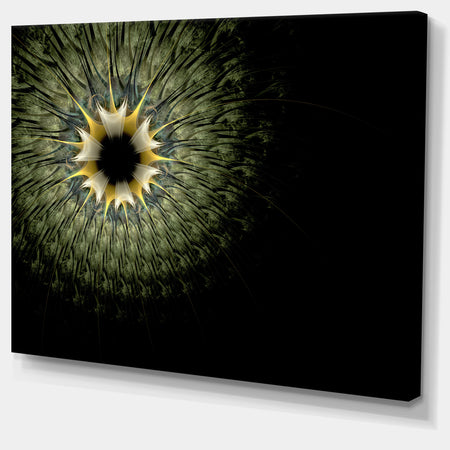 Symmetrical Fractal Flower in Light Green - Modern Floral Canvas Wall Art
