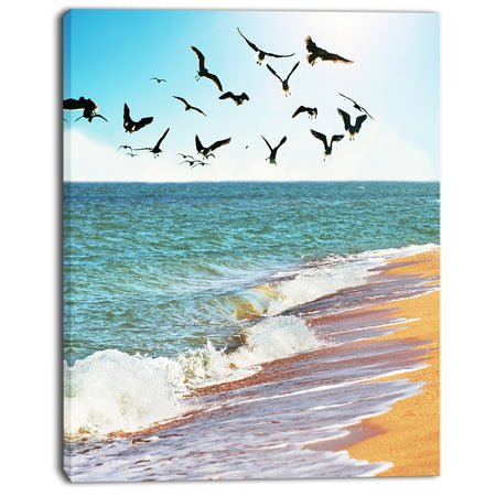 Sea Gulls over the Seashore - Seashore Canvas Art