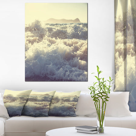 Roaring White Waves on Beach - Seashore Canvas Wall Artwork