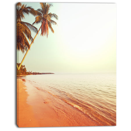 Serene Beach with Huge Palm Trees - Beach Canvas Wall Art