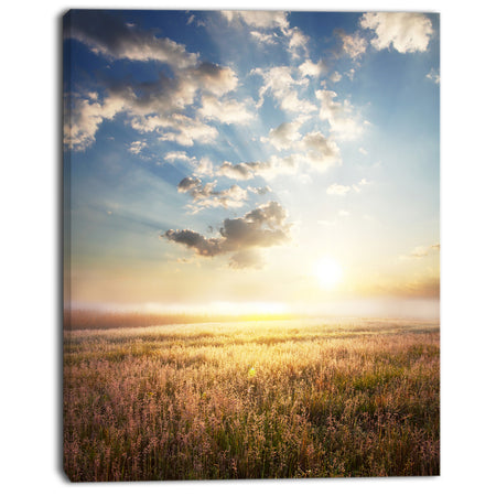Mountain Meadow under overcast Sky - Landscape Art Print Canvas