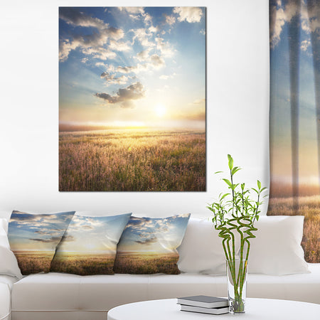 Mountain Meadow under overcast Sky - Landscape Art Print Canvas