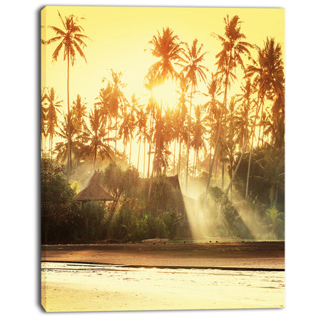 Bamboo Huts on Tropical Island - Landscape Art Print Canvas