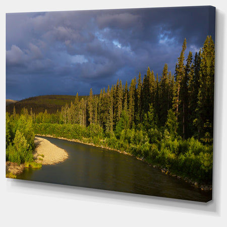 Lake on Alaska under Clouds - Landscape Art Print Canvas
