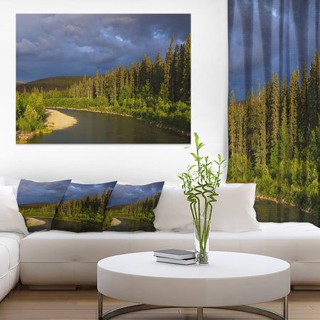 Lake on Alaska under Clouds - Landscape Art Print Canvas