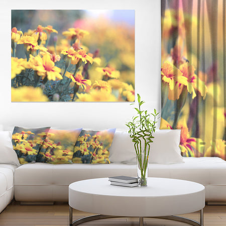 Pale Yellow Marigold Flowers - Extra Large Floral Canvas Art