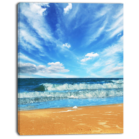 Bright Blue Waters and Sky in Beach - Large Seashore Canvas Print