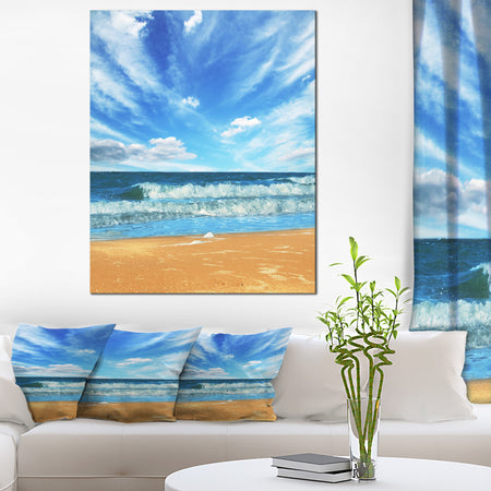 Bright Blue Waters and Sky in Beach - Large Seashore Canvas Print