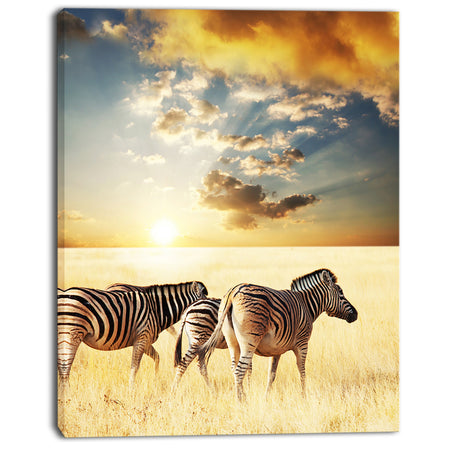 Zebras Walking in African Grassland - African Wall Art Print
