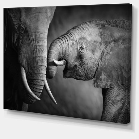 Elephants Showing Affection - Abstract Canvas Art Print