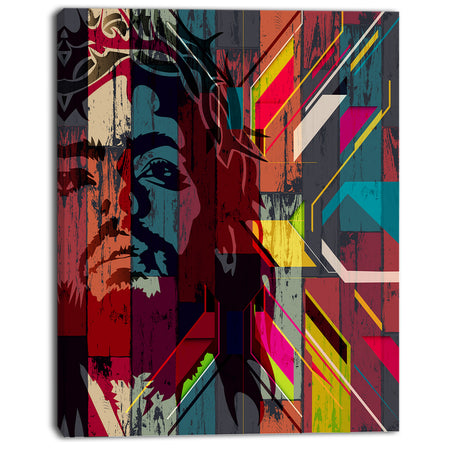 Jesus over Abstract Wooden Design - Large Abstract Canvas Art