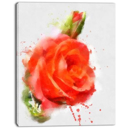 Red Hand-drawn Rose Sketch - Modern Floral Canvas Wall Art