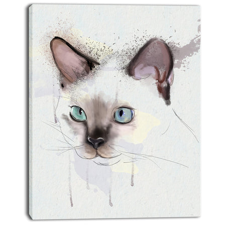 Cute Hand-drawn Cat Watercolor - Modern Animal Canvas Wall Art