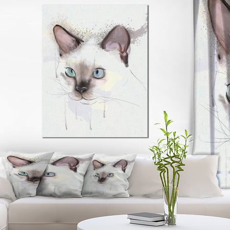 Cute Hand-drawn Cat Watercolor - Modern Animal Canvas Wall Art