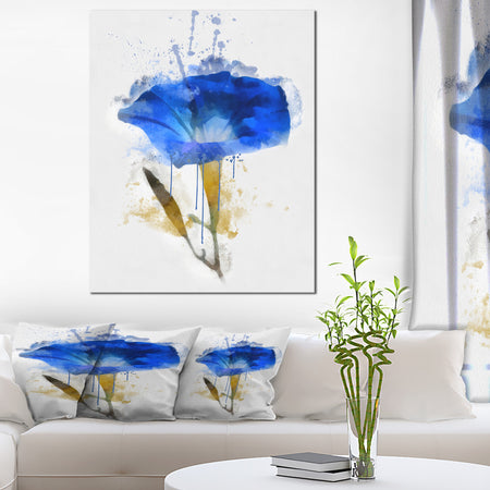 Blue Gentiana Alpina Watercolor - Modern Floral Canvas Wall Art