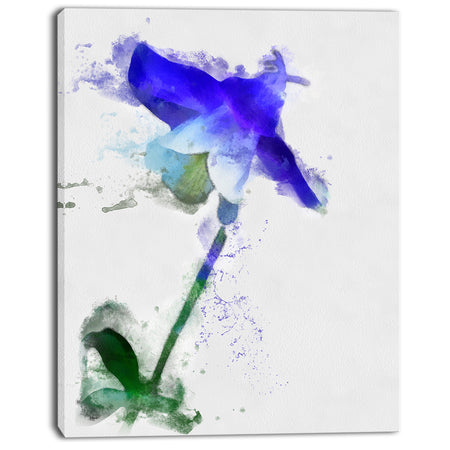 Blue Bellflower Sketch Watercolor - Modern Floral Canvas Wall Art