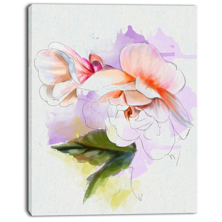 White Begonia Flower Watercolor - Modern Floral Canvas Wall Art