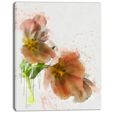 Brown Tulips Sketch Watercolor - Modern Floral Canvas Wall Art