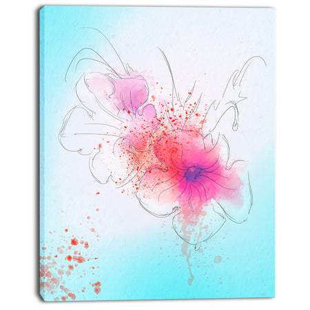 Pink Flowers Illustration Watercolor - Modern Floral Canvas Wall Art