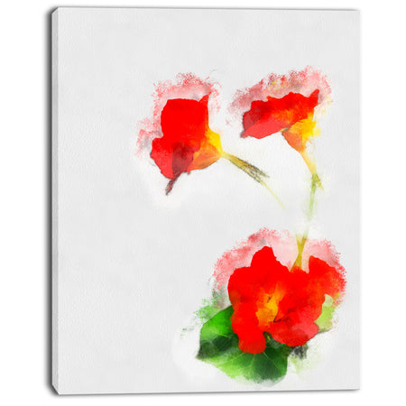 Red Gentiana Alpina Watercolor - Modern Floral Canvas Wall Art