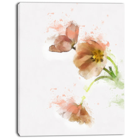 Cute Tulips Illustration Watercolor - Modern Floral Canvas Wall Art