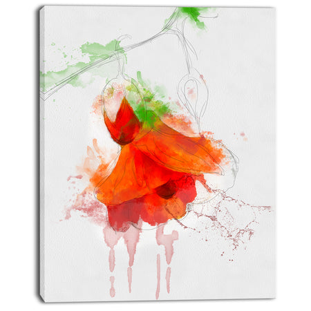 Red Rose Watercolor Illustration - Modern Floral Canvas Wall Art