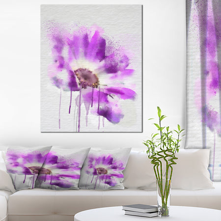 Beautiful Purple Rose Watercolor - Modern Floral Canvas Wall Art