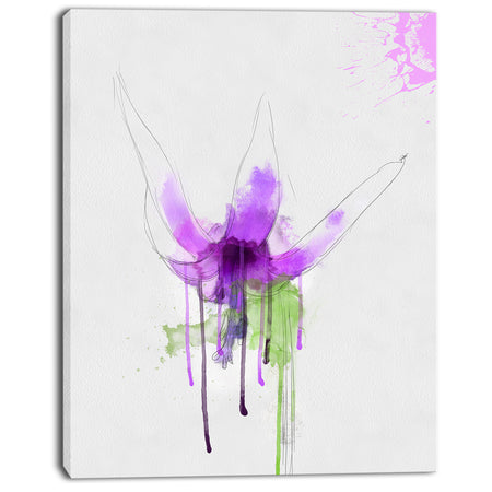 Purple Flower with Green Splash - Modern Floral Canvas Wall Art